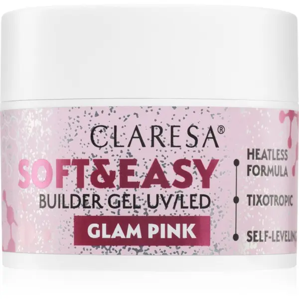 Claresa Claresa Soft&Easy Builder Gel osnovni gel za nohte odtenek Glam Pink 45 g