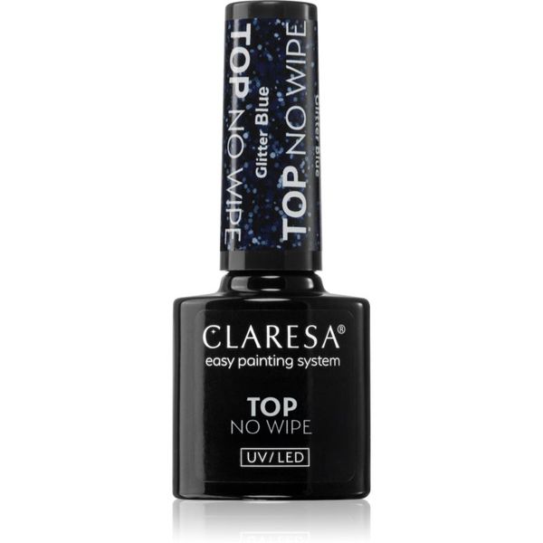 Claresa Claresa UV/LED Top Glitter No Wipe gel nadlak za nohte bleščeč odtenek Glitter Blue 5 g