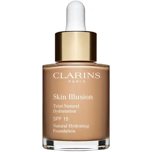 Clarins Clarins Skin Illusion Natural Hydrating Foundation posvetlitveni vlažilni tekoči puder SPF 15 odtenek 108,5W Cashew 30 ml