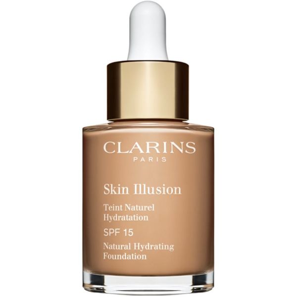 Clarins Clarins Skin Illusion Natural Hydrating Foundation posvetlitveni vlažilni tekoči puder SPF 15 odtenek 108,5W Cashew 30 ml