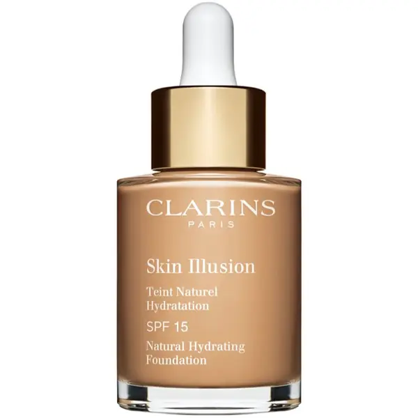 Clarins Clarins Skin Illusion Natural Hydrating Foundation posvetlitveni vlažilni tekoči puder SPF 15 odtenek 110N Honey 30 ml
