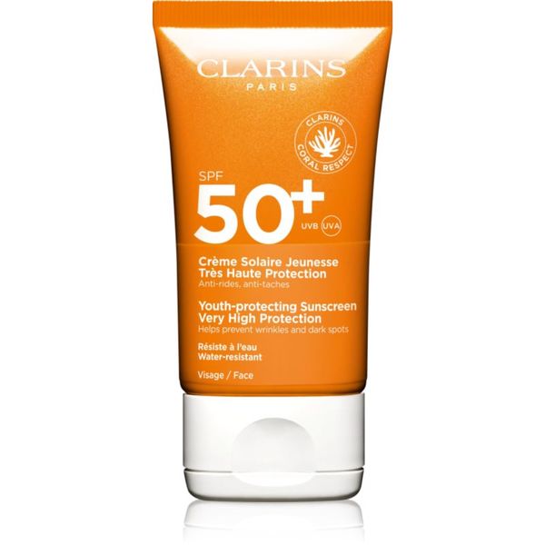 Clarins Clarins Sun Care Youth-Protecting Sunscreen krema za sončenje za obraz SPF 50+ 50 ml