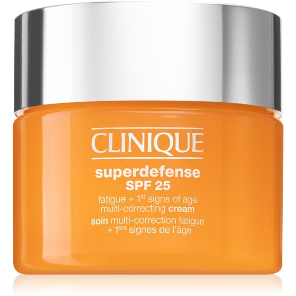 Clinique Clinique Superdefense™ SPF 25 Fatigue + 1st Signs Of Age Multi-Correcting Cream krema proti prvim znakom staranja za suho in mešano kožo SPF 25 30 ml