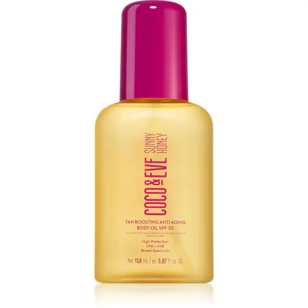 Coco & Eve Coco & Eve Sunny Honey Tan Boosting Anti-Aging Body Oil SPF 30 zaščitno olje za pospešitev porjavelosti proti staranju kože SPF 30 150 ml