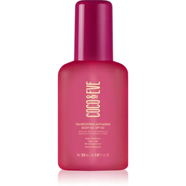 Coco & Eve Coco & Eve Sunny Honey Tan Boosting Anti-Aging Body Oil SPF 50 zaščitno olje za pospešitev porjavelosti proti staranju kože SPF 50 150 ml