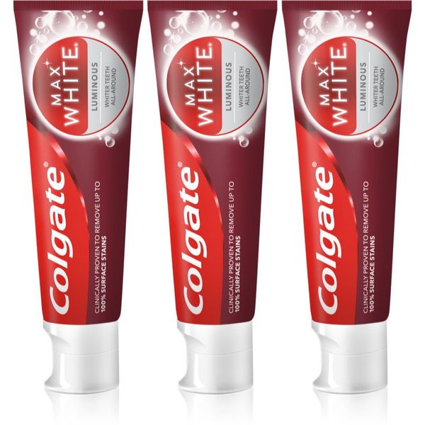 Colgate Colgate Max White Luminous zobna pasta za sijoče bele zobe 3 x 75 ml