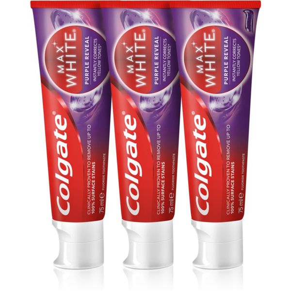 Colgate Colgate Max White Purple Reveal osvežilna zobna pasta 3x75 ml