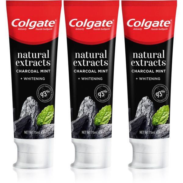 Colgate Colgate Natural Extracts Charcoal + White belilna zobna pasta z aktivnim ogljem 3 x 75 ml