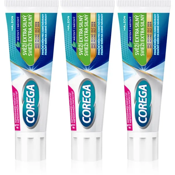 Corega Corega Fresh Extra Strong fiksacijska krema za zobne proteze 3x40 g