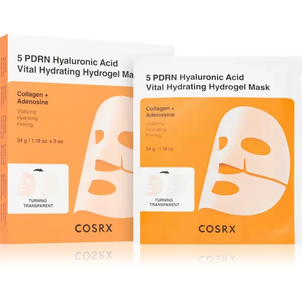 Cosrx Cosrx 5 PDRN Hyaluronic Acid Vital Hydrating Hydrogel Mask intenzivna hidrogelna maska za posvetlitev in zgladitev kože 34 g