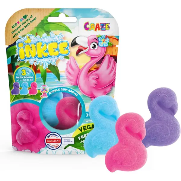 Craze Craze INKEE Flamingo kroglica za kopel za otroke 3x55 g
