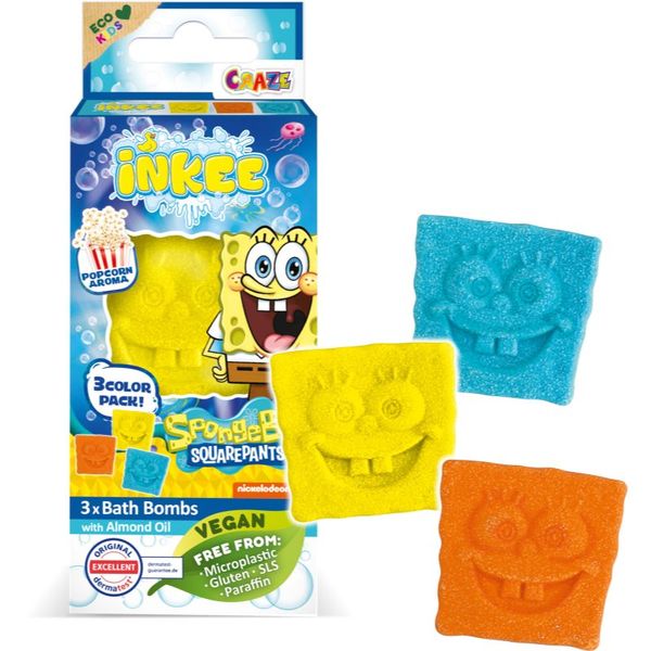 Craze Craze INKEE SpongeBob kroglica za kopel za otroke 3x15 g