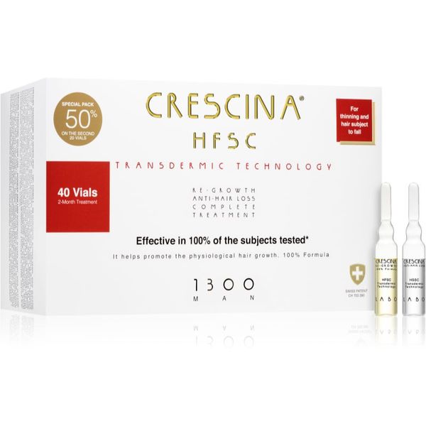 Crescina Crescina Transdermic 1300 Re-Growth and Anti-Hair Loss nega za spodbujanje rasti in proti izpadanju las za moške 40x3,5 ml