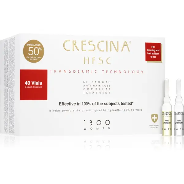 Crescina Crescina Transdermic 1300 Re-Growth and Anti-Hair Loss nega za spodbujanje rasti in proti izpadanju las za ženske 40x3,5 ml