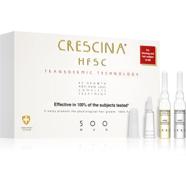 Crescina Crescina Transdermic 500 Re-Growth and Anti-Hair Loss nega za spodbujanje rasti in proti izpadanju las za moške 20x3,5 ml