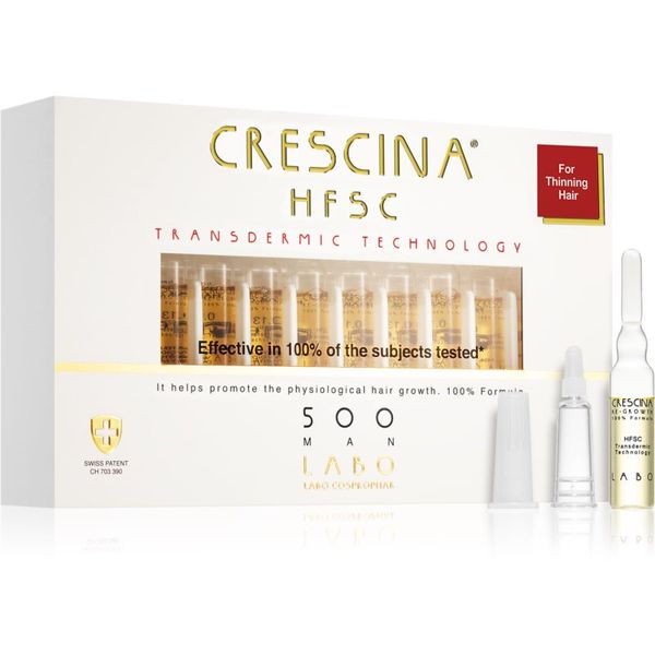 Crescina Crescina Transdermic 500 Re-Growth nega za spodbujanje rasti in proti izpadanju las za moške 20x3,5 ml