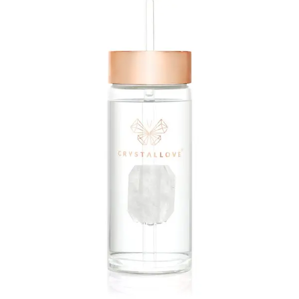 Crystallove Crystallove Amethyst Straw Water Bottle Posoda za vodo s slamico Clear 400 ml