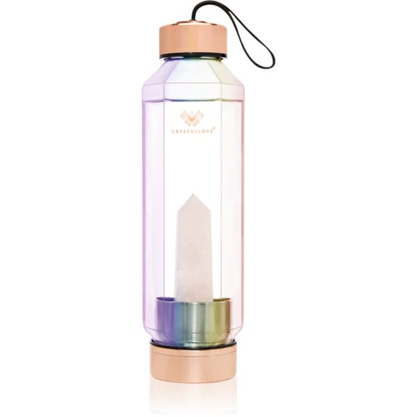 Crystallove Crystallove Crystal Water Bottle Posoda za vodo Hexagon Hologram - Rose Quartz 650 ml