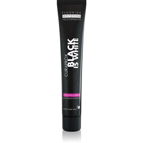 Curaprox Curaprox Black is White belilna zobna pasta z aktivnim ogljem in hidroksiapatitom okus Fresh Lime-Mint 90 ml