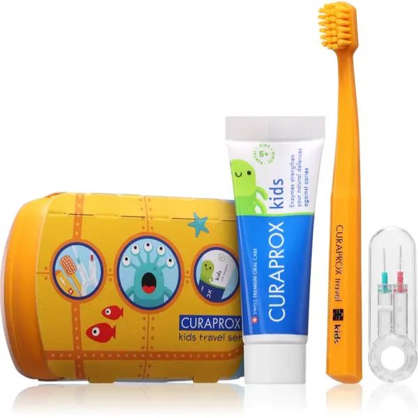 Curaprox Curaprox Kids Travel Set potovalni set za kozmetiko za zobe, jezik in dlesni za otroke 1 kos