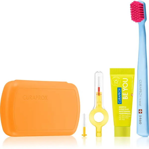 Curaprox Curaprox Travel Set potovalni set za kozmetiko za zobe, jezik in dlesni Orange