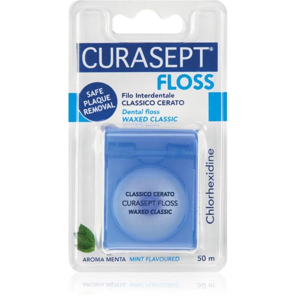 Curasept Curasept Dental Floss Waxed Classic voskasta zobna nitka z metinim okusom z antibakterijskim dodatkom 50 m