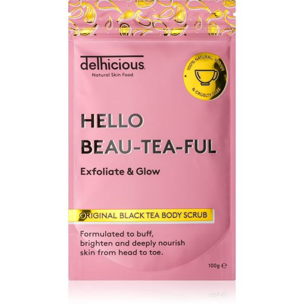 delhicious delhicious HELLO BEAU-TEA-FUL ORIGINAL BLACK TEA gladilni piling za telo 100 g