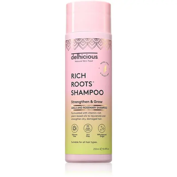 delhicious delhicious RICH ROOTS Strengthen & Moisturise Shampoo šampon za okrepitev las z vlažilnim učinkom 250 ml