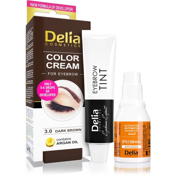 Delia Cosmetics Delia Cosmetics Argan Oil barva za obrvi odtenek 3.0 Dark Brown 15 ml