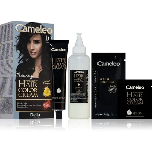 Delia Cosmetics Delia Cosmetics Cameleo Omega permanentna barva za lase odtenek 1.0 Black 1 kos