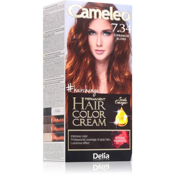 Delia Cosmetics Delia Cosmetics Cameleo Omega permanentna barva za lase odtenek 7.34 Cinnamon Blond 1 kos