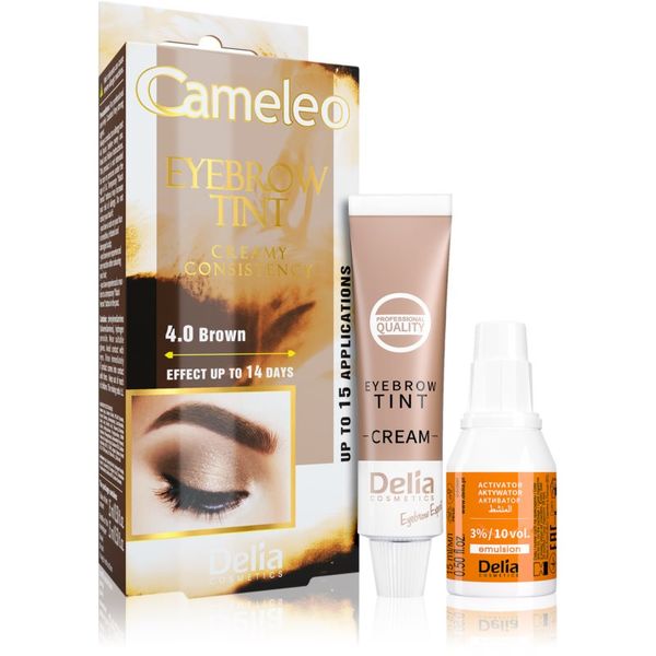 Delia Cosmetics Delia Cosmetics Cameleo profesionalna kremasta barva za obrvi brez amoniaka odtenek 4.0 Brown 15 ml