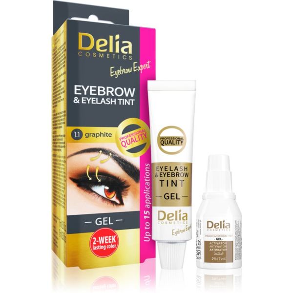 Delia Cosmetics Delia Cosmetics Eyebrow Expert barva za obrvi in trepalnice z aktivatorjem odtenek 1.1. Graphite 2 x 15 ml