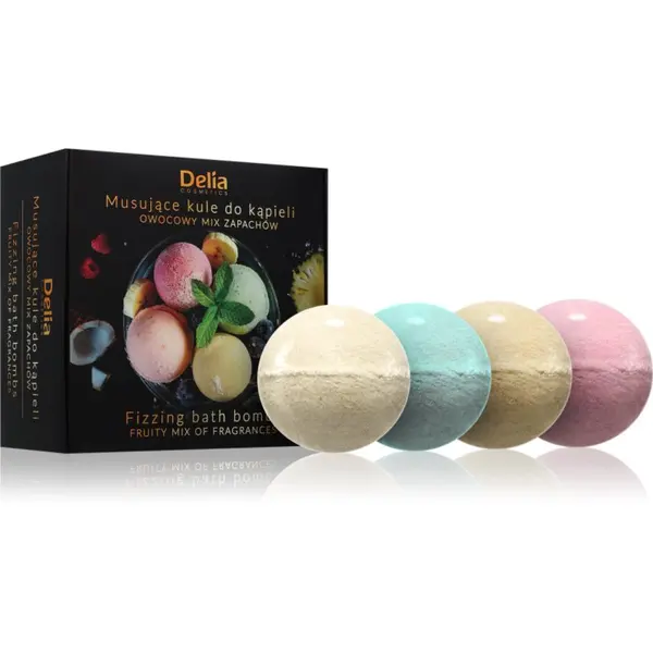 Delia Cosmetics Delia Cosmetics Fizzing Bath Bombs Fruity Mix darilni set za kopel 4x100 g