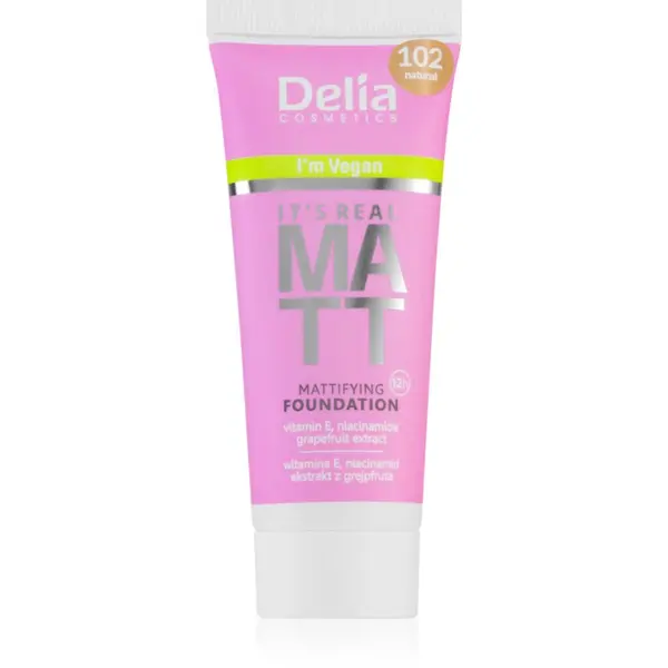 Delia Cosmetics Delia Cosmetics It's Real Matt matirajoči tekoči puder odtenek 102 Natural 30 ml