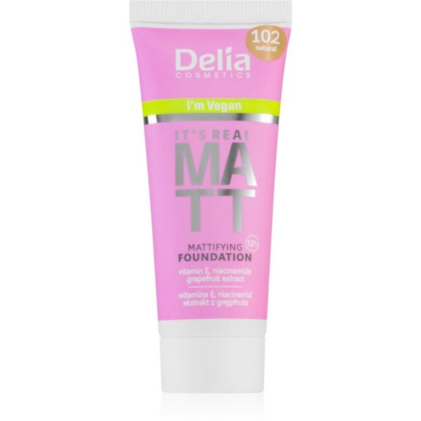 Delia Cosmetics Delia Cosmetics It's Real Matt matirajoči tekoči puder odtenek 102 Natural 30 ml