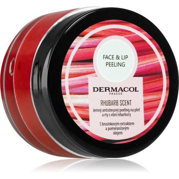 Dermacol Dermacol Face & Lip Peeling Rhubarb sladkorni piling za ustnice in lica 50 ml