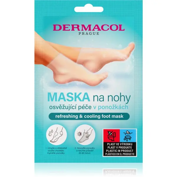 Dermacol Dermacol Foot Mask Refreshing & Cooling regeneracijska maska za stopala v obliki nogavic z osvežujočim učinkom 1 par