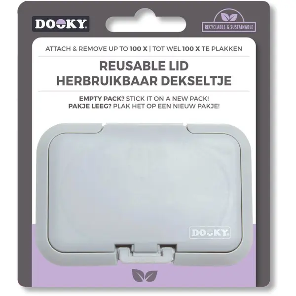 Dooky Dooky Reusable Lid Grey Card pokrovček za vlažilne robčke 1 kos