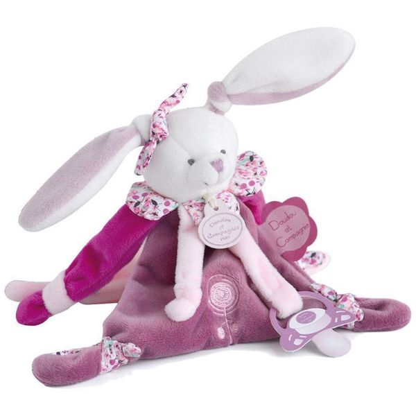 Doudou Doudou Gift Set Bunny with Soother Clip plišasta igrača z zapiralom 1 kos