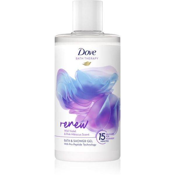 Dove Dove Bath Therapy Renew gel za prhanje in kopanje Wild Violet & Pink Hibiscus 400 ml