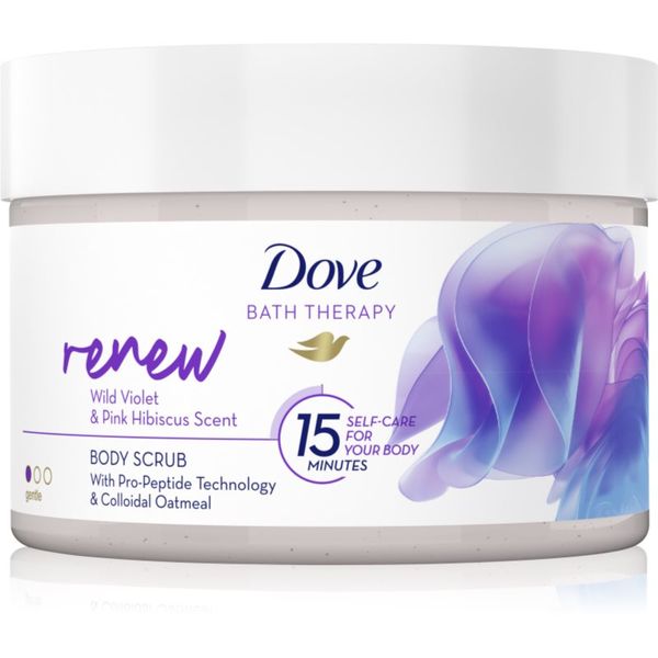 Dove Dove Bath Therapy Renew nežni piling za telo Wild Violet & Pink Hibiscut 295 ml