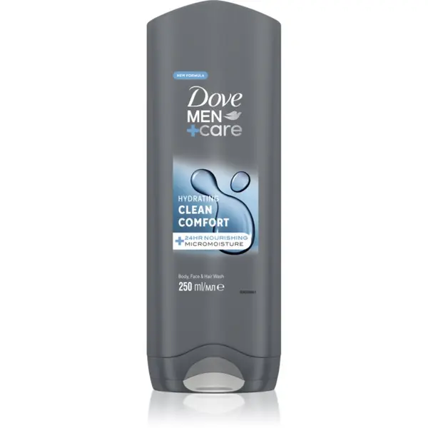 Dove Dove Men+Care Clean Comfort gel za prhanje za obraz, telo in lase 250 ml