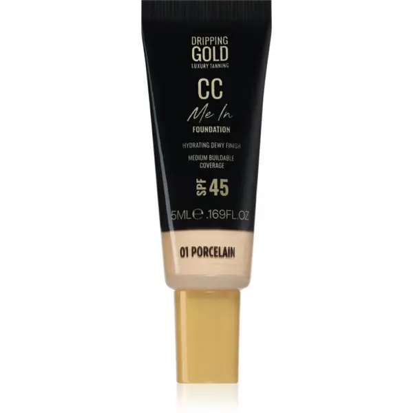 Dripping Gold Dripping Gold CC Me In Mini Trial lahki tekoči puder SPF 45 odtenek Porcelain 01 5 ml