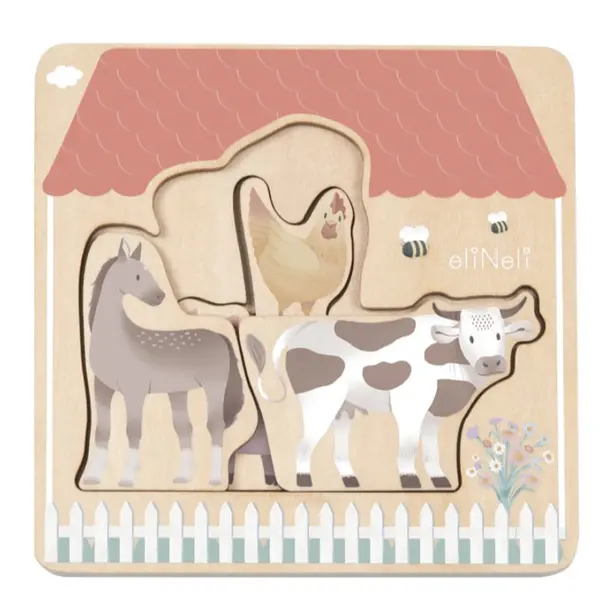 eliNeli eliNeli Wooden Puzzle Farm sestavljanka iz lesa 12m+ 7 kos