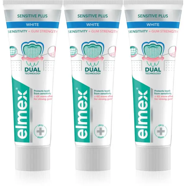 Elmex Elmex Sensitivity + Gum Strenght Whitening zobna pasta za občutljive zobe 3x75 ml