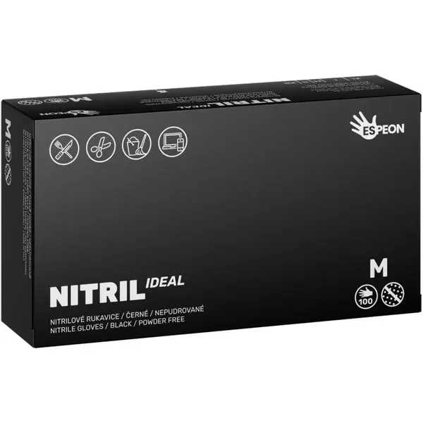 Espeon Espeon Nitril Ideal3 Black rokavice iz nitrila brez pudra velikost M 100 kos