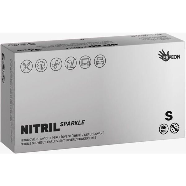 Espeon Espeon Nitril Sparkle Pearlescent Silver rokavice iz nitrila brez pudra velikost S 2x50 kos