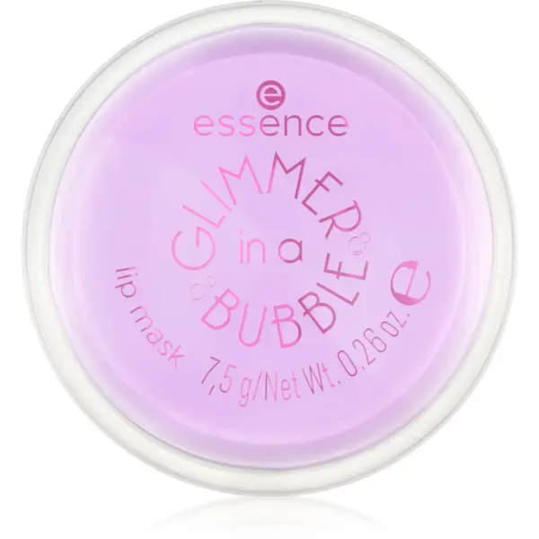 essence essence GLIMMER IN A BUBBLE vlažilna maska za ustnice z bleščicami odtenek 01 Kiss In A Bubble 7.5 g