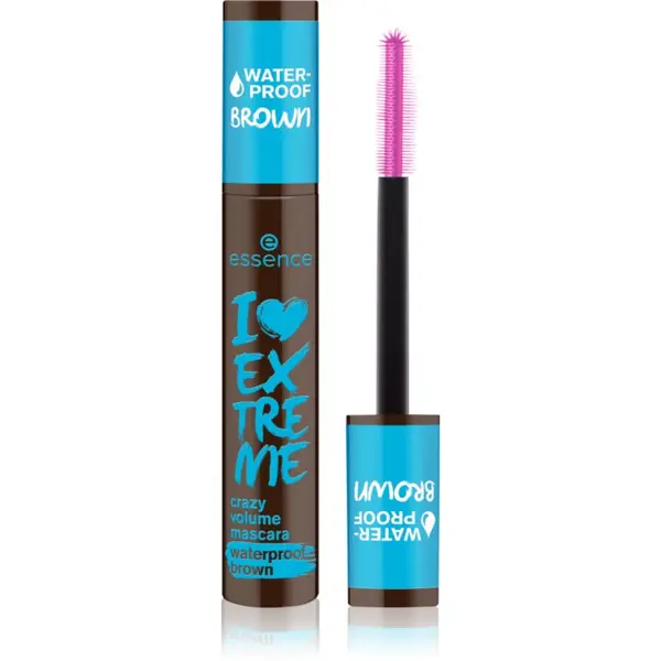 essence essence I LOVE EXTREME crazy volume vodoodporna maskara za volumen odtenek 01 Cozy Brown 12 ml